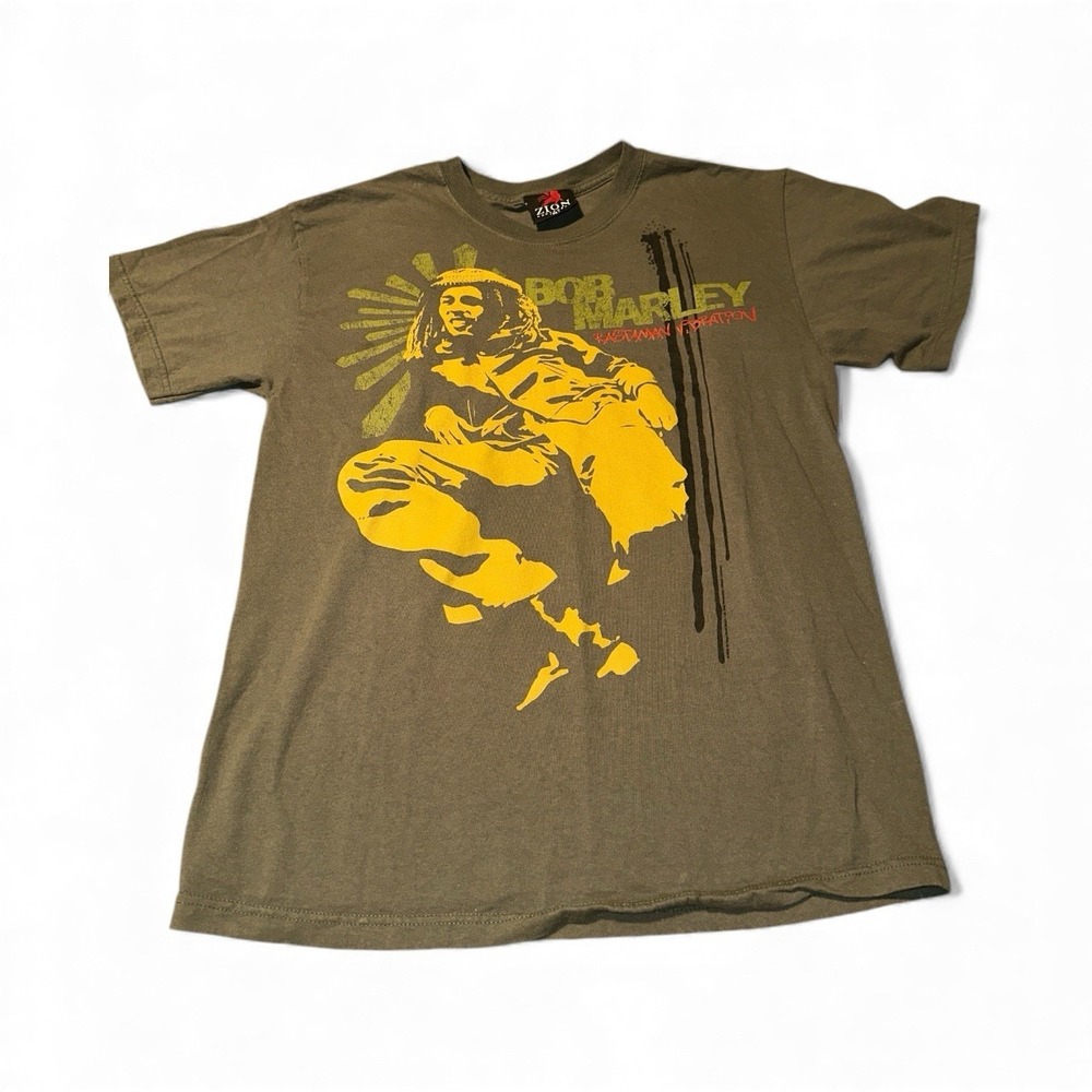 Zion Rootswear Bob Marley Shirt Men Med Rastaman Vibrations USA Rock Y2K Vintage
